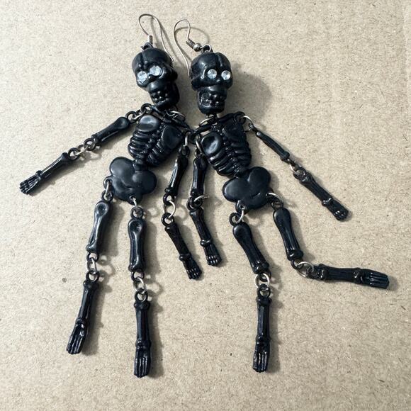 Skeleton Halloween Earrings Pierced - Picture 1 of 9